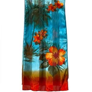 Hawaiian Tropical Hibiscus Oblong Scarf Colorful  Floral